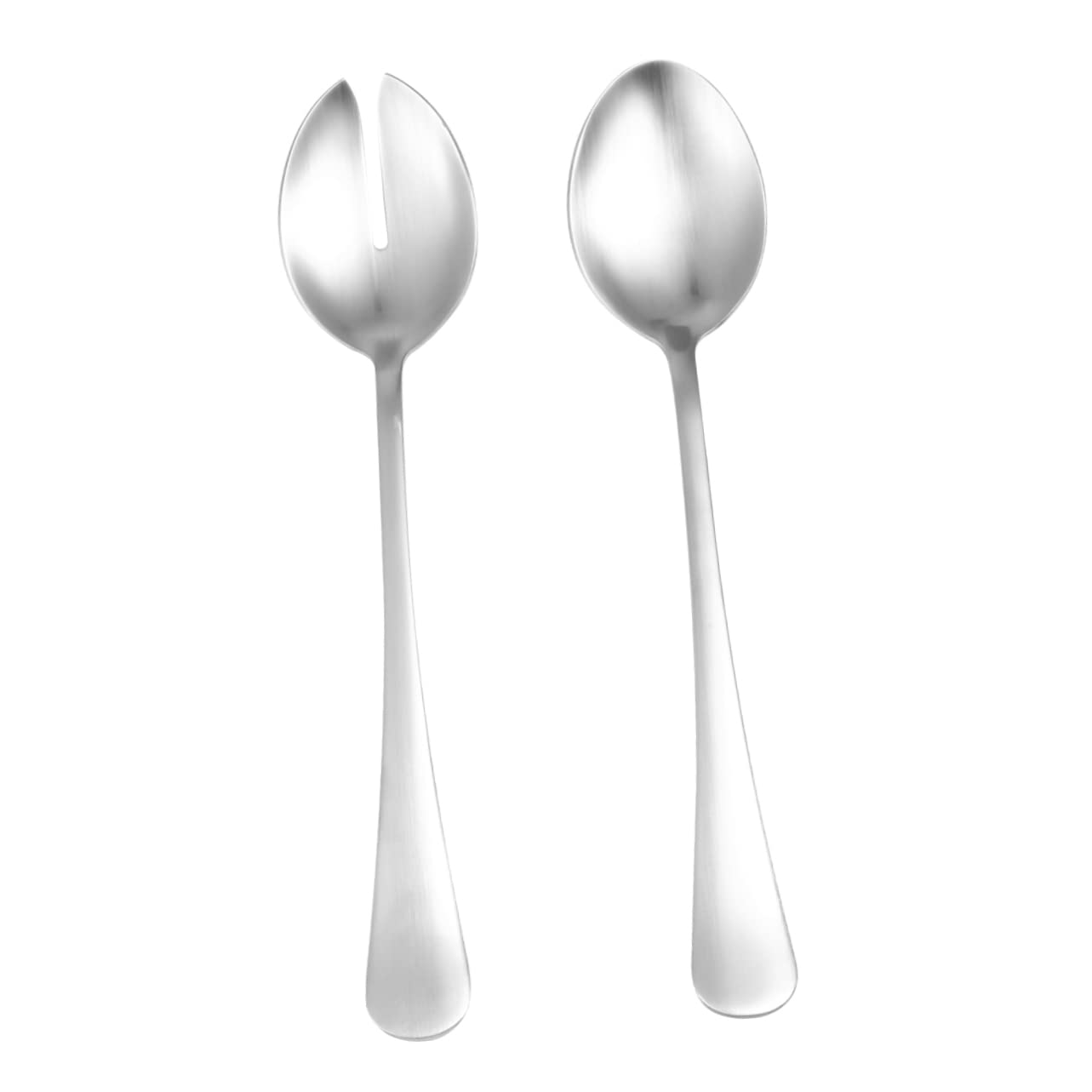 VINTORKY 2pcs Stainless Steel Handle Spoon Silver Silverware Stainless Steel Fork Salad Spoon
