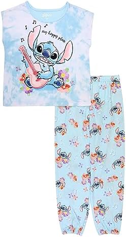 Disney Girls&#39; 2-piece Loose-fit Set, Princess Pajamas, Soft &amp; Cute for Kids