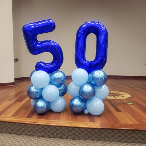 Image of Number Balloons Blue 5 Balloon 40 inch for 5th Birthday Party Decoration | Saturated Color, Large 40 in, With Inflation Straw & Hanging Hole, Great for Men's Party, Back-To-School Season, Pool Party