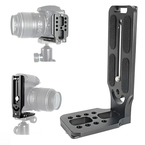 DSLR Camera L Bracket Vertical Horizontal Switching Tripod Quick Release Plate, Vertical Camera Mount with 1/4'' Screw Compatible with Canon Nikon Sony DJI Osmo Ronin Zhiyun Stabilizer Tripod Monopod