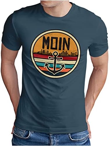 OM3® Camiseta Para Hombre Con Texto En Alemán "Moin Mit Anker Slogan Mar Norden", Tallas S - 4XL Denim M