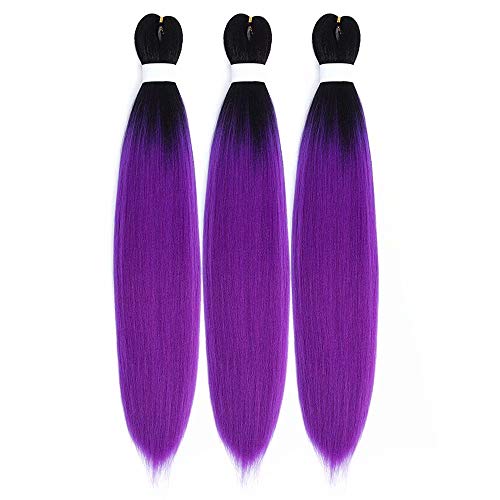 Pre Stretched Braiding Hair Ombre Auburn Easy Braid Synthetic Braiding Hair Extension 24 Inch Crochet Braids Hair 3 Packs By Leticia