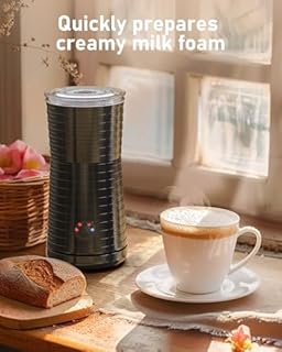 Milk Frother, Morpilot 4 in 1 Electric Milk Frothers|Hot & Cold Milk Foamer| Automatic Milk Steamer, 240ml, 400w, Smart Temperature Controls, Silent Operation, for Coffee, Cappuccino, Black