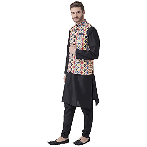 Image of hangup 3 Pc Kurta Pajama Set For Men (3PCABlack-KPW)