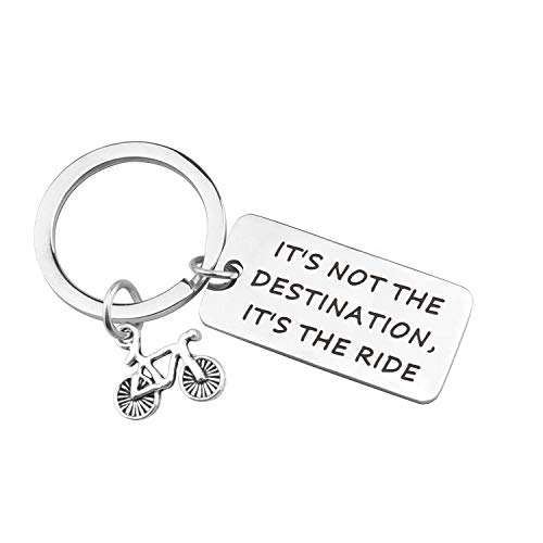 MAOFAED Cycling Gift Bicycle Keychain Bike Gift It's Not The Destination Bicycle Jewelry Cyclist Gift Bike Riding Gift