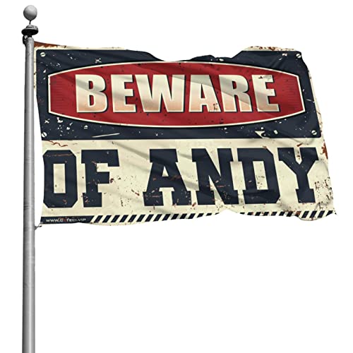 Bannière Beware of Andy de 152 x 244 cm en tissu lavable pour dortoir
