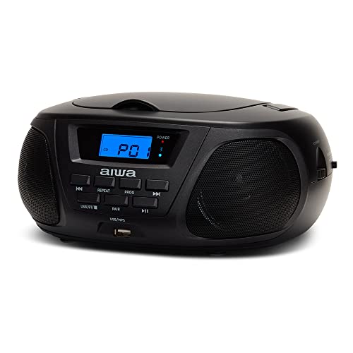 Aiwa BBTU-300BKMKII Draagbare CD-speler, CD-radio (FM-radio, Hyperbass-technologie, audio-ingang, Bluetooth, USB), kleur: zwart - Image 5