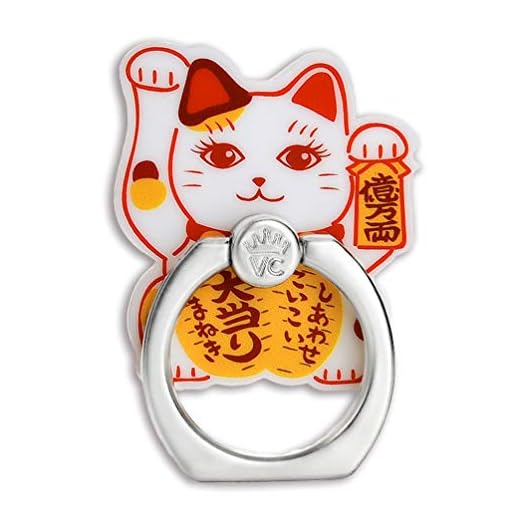 Velvet Caviar Cell Phone Ring Holder - Finger Ring & Stand - Improves Phone Grip Compatible with iPhone, Galaxy, Most Smartphones (Lucky Cat)