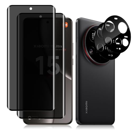 #ColaboraciónPagada<br>Protector Pantalla de Privacidad para Xiaomi 15 Ultra 5G [2+2 Piezas] Vidrio Cristal Templado+Protector de Lente Cámara Anti Espía Película Protectora para Xiaomi 15 Ultra 5G