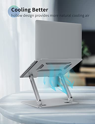 Soundance Laptop Stand For Desk With Stable Heavy Base, Adjustable Height Multi-Angle, Ergonomic Metal Riser Holder, Foldable Mount Elevator, Compatible With 10 To 15.6 Inches Pc Computer, Silver #TOP5