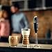 Handheld Milk Frother with Stand - Electric Drink Mixer for Coffee Latte Cappuccino Matcha Tea - Battery Operated Stainless Steel Whisk Wand - Mini Foamer for Protein Shakes Hot Chocolate (Black)
