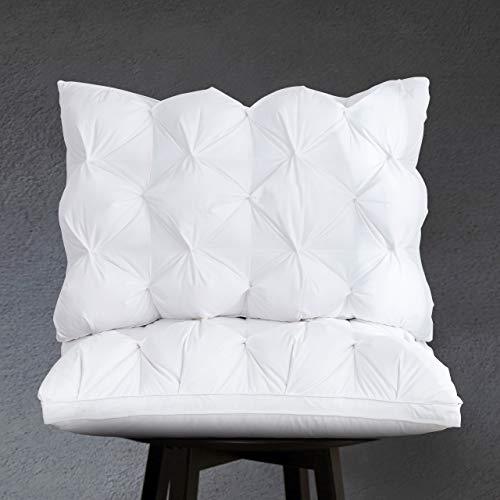 Arometerty goose feather pillow queen 2 pack white pinch pleat be…