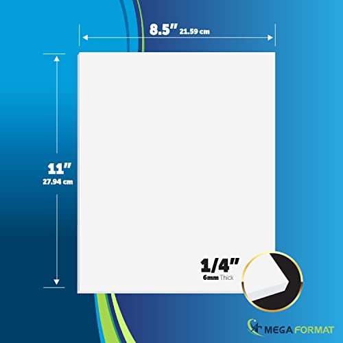 Image of Mega Format Expanded PVC Plastic Sheets - 8.5 inch X 11 inch Rigid White Sheet for Crafts, Signage, & Displays - Sintra, Celtec PVC Board - Waterproof for Outdoors Use - 1 /4 inch 6mm Thick - 1-Pk-White