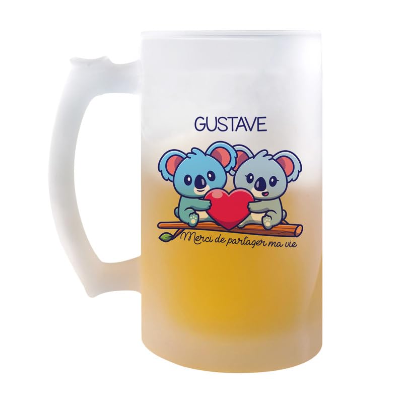 Planetee Chope Gustave Merci de faire partie de ma vie | Verre à Bière Pression Pinte Couple Saint Valentin Mariage Fiançailles Anniversaire Cadeau...
