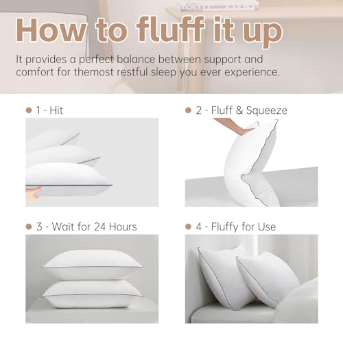 Nctoberows Bed Pillows for Sleeping Standard Size Set of 4, Cooling and Supportive Full Pillows, Hotel Quality with Premium Soft Down Alternative Fill for Back, Stomach or Side Sleepers - Thumbnail 5
