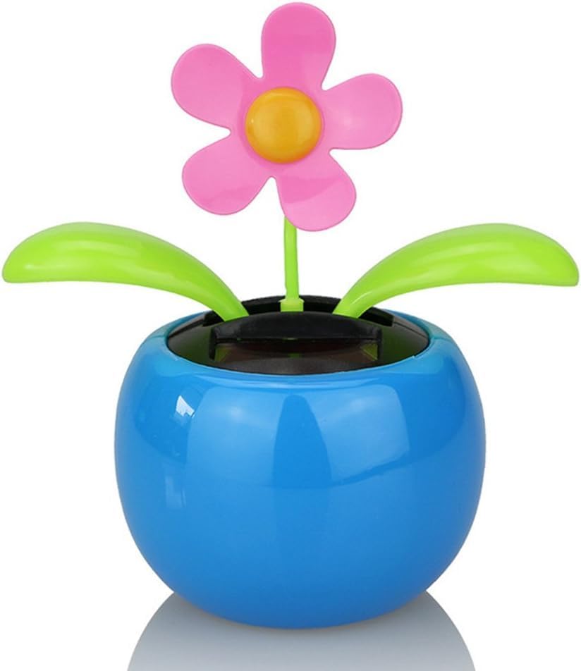 Blue Flower Solar Power Desk Toy, Solar Powered Dancing Flower Flip Flop Leaves Car Display Dashboard Toy Gift Novelty