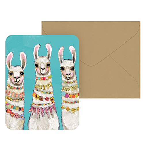 Image of Artisan Blank Note Cards by Studio Oh! - Eli Halpin Boho Llamas - Pack of 8 - 4.25 inch x 5.5 inch Printed Textured Art Paper Embellished with Foil Stamping Cards and Envelopes