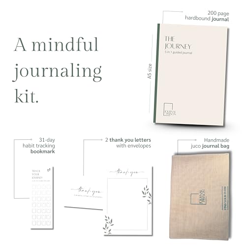 Image of THE JOURNEY Vintage Edition - 2026 Gratitude journaling, Daily Reflections, Emotional Release, Introspection prompts & Plain Pages for Writing - A5 Hardbound Undated journal Diary - Free Fabric Bag, Bookmark, Gratitude Letters (Beige)