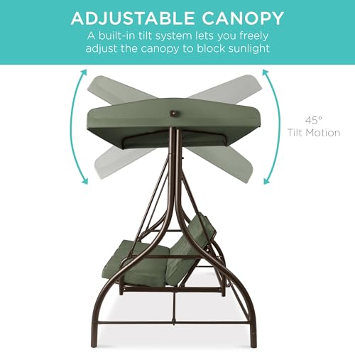 image for Best Choice Products 3-Seat Outdoor Large Converting Canopy Swing Glid