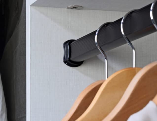 TAG Hardware Wardrobe Closet Rod Concave Shape with End Supports and Protective Cap Black (36 INCH LONG)