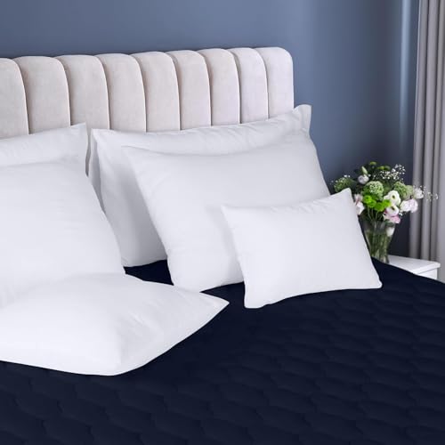 Image of BABYLEE Waterproof Queen Size 72x60 inch Cotton Quilted Mattress Protector Breathable Hypoallergenic Noiseless Ultra Soft Elastic Fitted Bed Protector Mattress /Bed Cover (Dark Blue, Queen (72 * 60 inch))