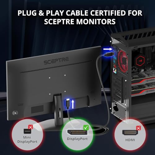 Image of Madhabi DisplayPort 1.4 Cable 6ft - Supports 8K 60Hz, 4K 144Hz, HDR, High-Speed DP to DP Cord with Gold-Plated Connectors for Gaming Monitor, PC, Laptop, Graphics Card, Projector