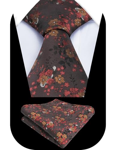 Image of Alizeal Mens 3.15inches Delicate Floral Tie with Small Flower Printed Handkerchief Set