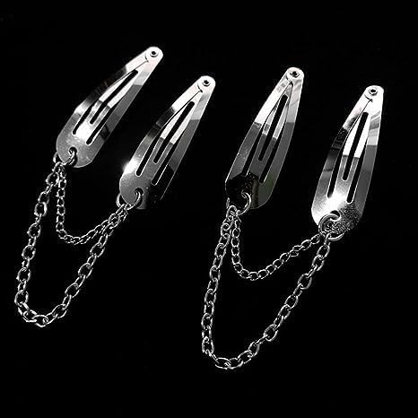 4Pcs Silver Metal Snap Hair Clips Chain Cross Heart Hair Barrettes Clips with Pendant Girls Hair Accessories,Hair Styling Accessories - Image 4