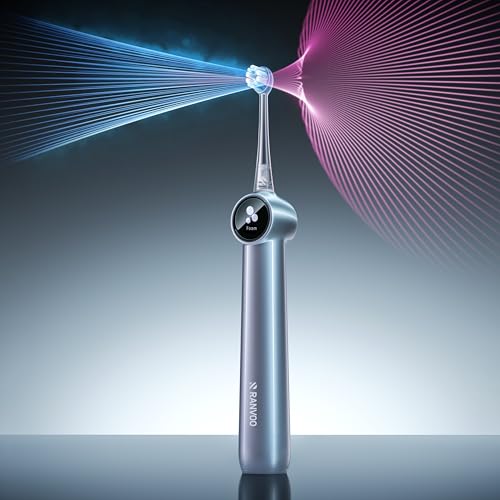 RANVOO AirJet II [Upgraded Jet Clean] Sonic Electric Toothbrush, 100% Plaque Removal, White for Adult Protect Gum Orthodontic Teeth Clean Rechargeable Gift with 3 Pro Brush Heads, Light Blue