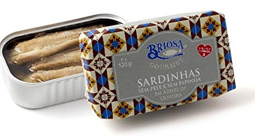 BriosaGourmet from Portugal - Canned Skinless and boneless Sardines in olive oil - 4.23oz / 120gr (Pack of 5 cans)