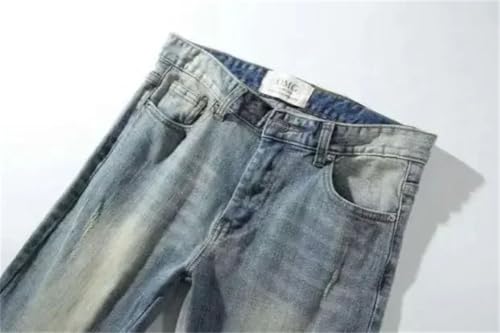 Men Punk Broken Jeans Slim Fit Trousers Ripped Skinny Torn Tight Pipe with Slits Holes Denim Pants2