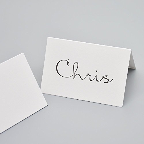 Azaza 50 Pcs White Blank Place Cards - Textured Table Tent Cards Seating Place Cards For Weddings Banquets Dinner Parties 2.5" X 3.75" #TOP1