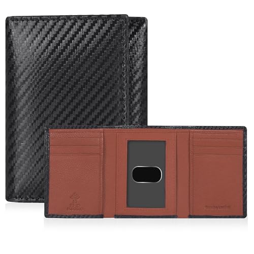 Image of Tri fold Leather Wallet for Men with RFID | Slim Wallets for Men with 1 ID and 6 Credit card slots | Front Pocket Minimalist