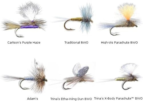 Mayfly Flies- BWO Dry Fly 12 Piece Fly Assortment Kit