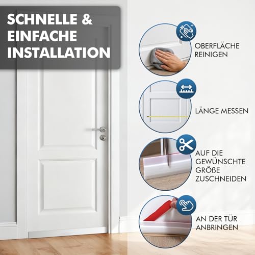 shinfly Türdichtung Zugluftstopper für Türen, Selbstklebend,（1M, Weiß） – Ansicht 6