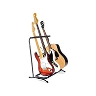 The Fender Multi Guitar Stand is a well made portable multiple guitar stand that holds acoustic, electric or bass guitars. Key Features Holds 3 Guitars (Electric, Acoustic or Bass) Sturdy Steel Frame - finished in Black Foam Padding to Protect Your G...