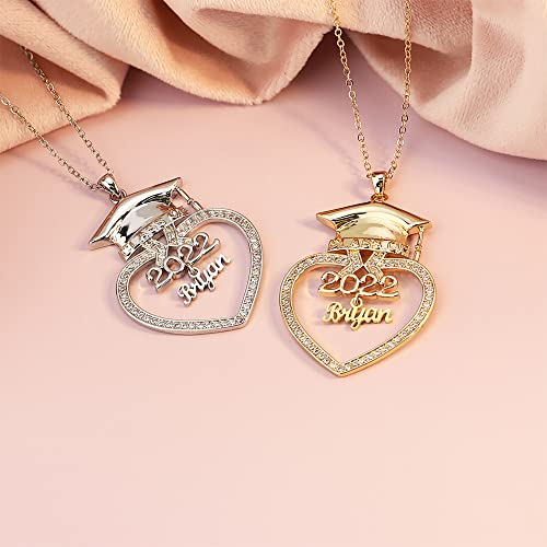 Teeuidsya Graduation Gifts For Her 2023, Class Of 2023 Gradutiaon Necklace Heart Pendant Necklace Personalized Name Necklaces College High School Graduation Gifts For Her (Sterling Silver) #TOP3