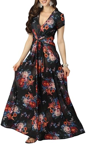 Image of KOH KOH Womens Long Flowy Cap Sleeve Empire Waist Cocktail Maxi Dress Gown