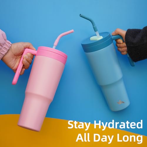 Image of Konokyo 40 oz Tumbler with Handle and Straw, Insulated Water Bottle