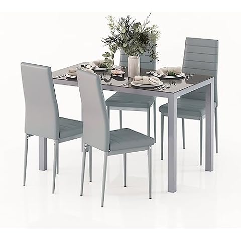 Jooli H Glass Dining Table and Chairs Set Cover