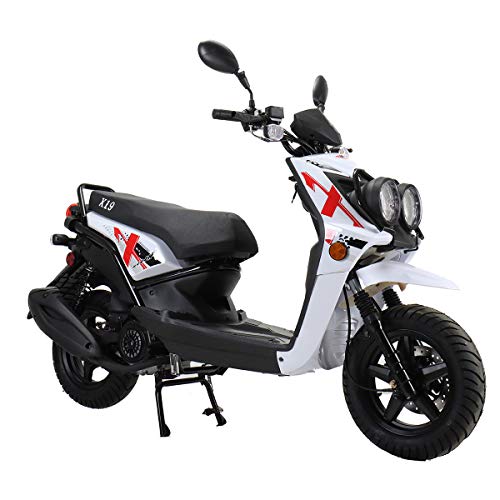 X-PRO 150cc Adult Moped Street Gas Moped 150cc Bike with 12' Aluminum Wheels (White)