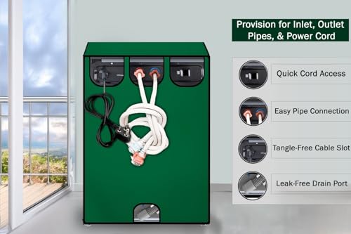 Image of Stylista Waterproof and Dustproof Polyester Washing Machine Cover Compatible for Godrej 7.5 Kg Fully-Automatic Top Loading WTEON ALP 75 5.0 FDTN GPGR, Green