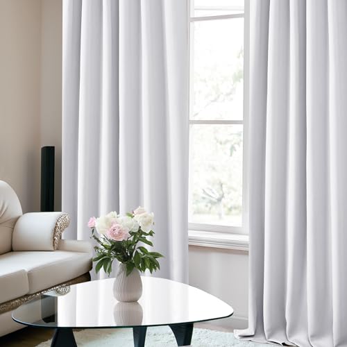 Deconovo Greyish White Blackout Curtains, 52x84 Inches, Thermal Insulated, 2 Panels for Living Room