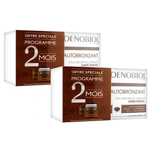 Oenobiol - Bronceador de bronceado uniforme y luminoso, sin sol, juego de 4 cajas