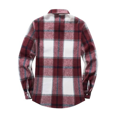 Image of HZXVic Boys Flannel Shirts Toddler Plaid Shacket Kids Button Down Long Sleeve Shirt Family Matching Outfits 12 Months-2XL