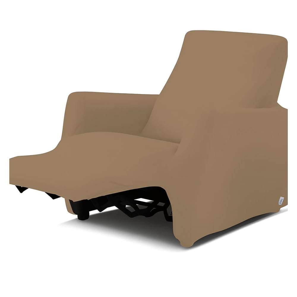 BIANCALUNA - Copripolotrona elastico Genius Lounge reclinabili Anti Macchia - 1 posto da 65 a 110 cm Copridivano tinta unita Made in Italy - Tortora