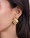 18K Gold Plated Chunky Geometric Square Rhombus Sparkly Rhinestone Multi Color Statement Stud Earrings with CZ Gemstone for Women by SNGIA, Colorful Handmade Texture Formal Trendy Jewelry Gifts, Geometric Shell Beachy Vacation Fashion Hanging Earrings Accessories, Vintage Retro Thick Bohemian Nickle Free Circular Sun Dangle Earrings.