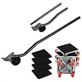 4-Set Furniture Moving Dollies with Pry Bar, Heavy Duty Furniture Mover Kit, Furniture Lift Mover Tool Set, 500kg Capacity, Carbon Steel Panel Square Dollies for Couches, Cabinets, Appliances