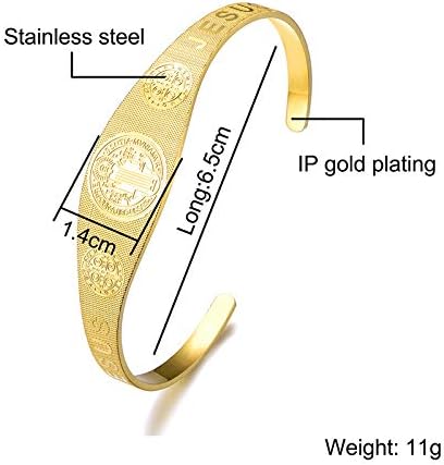 Miniatura 2 de Brazalete de acero inoxidable con cruz de exorcismo católica Jesús San Benito