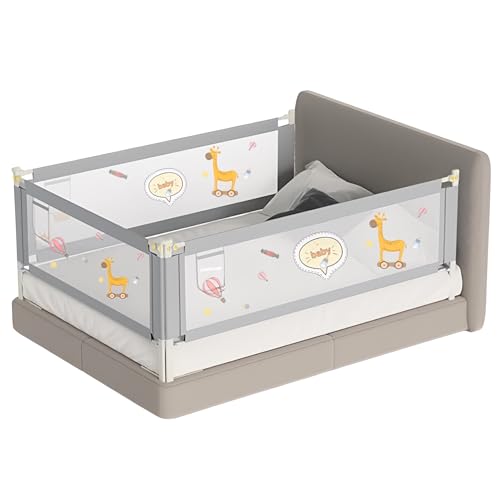 Image of KidDough Bed Rail Guard for Kids Safety Bed Rail for Baby Safety (6.25ftX6ftX6.25ft - 3 Sides, Grey)
